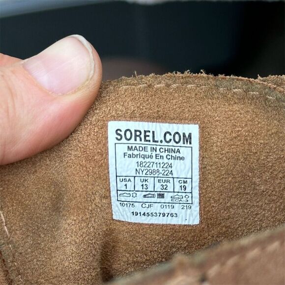 Sorel Girls' Wedge Boots Size 1 Brown Waterproof Suede Lace Up - Picture 9 of 9